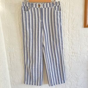 Chico’s Blue and White Striped Cotton Pants Size 0.5